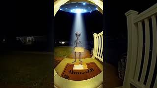 Grey Alien with UFO Steals a Package   Caught on Camera