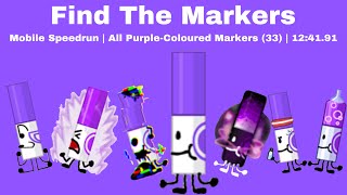 All PurpleColoured Markers (33) Mobile Speedrun | 12:41.91 | Find The Markers