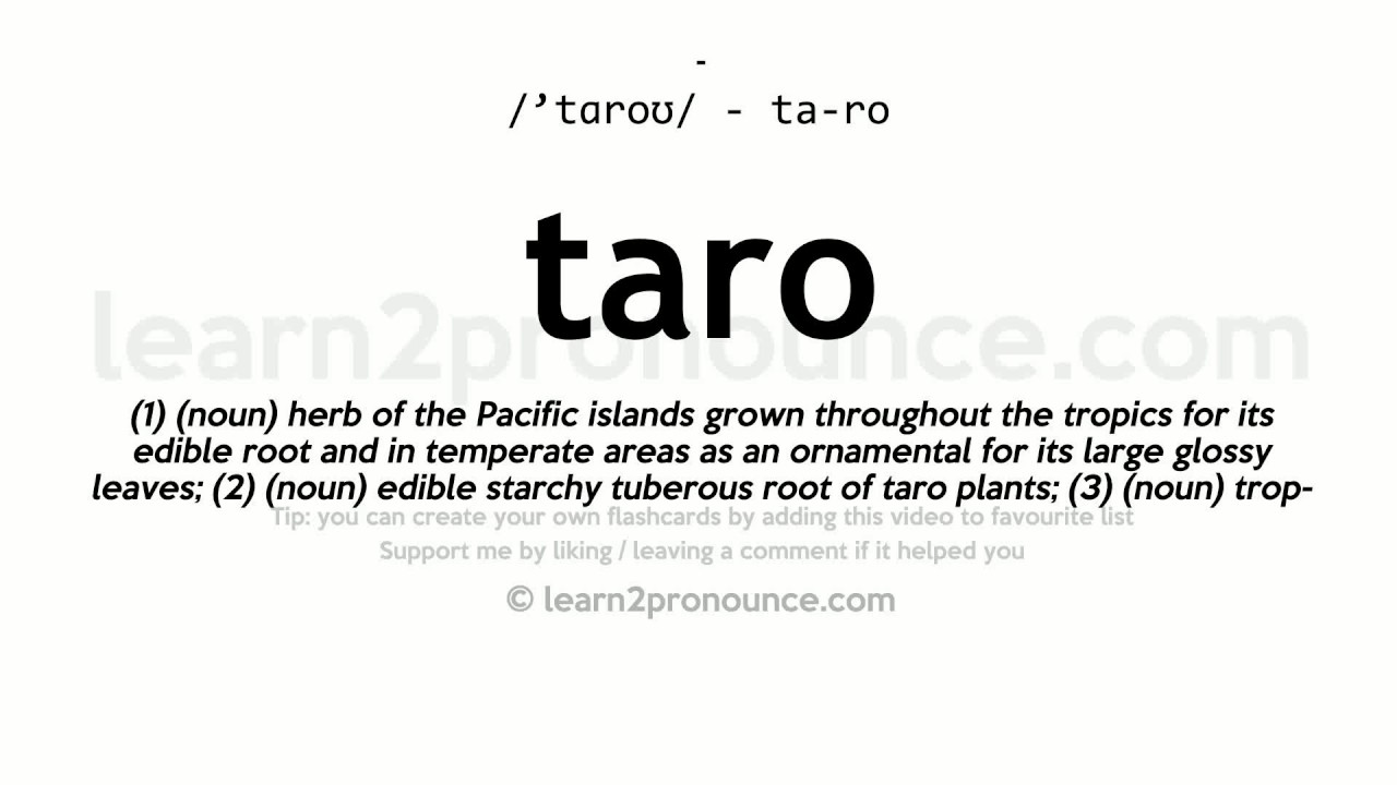 Taro pronunciation and definition YouTube
