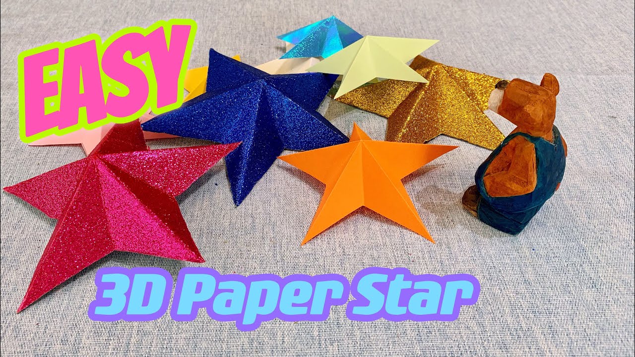 How to make an origami easy 3D star/Easy paper 1 cut 3D star tutorial# ...