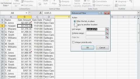 Excel 2010  Filter by Using Advanced Criteria