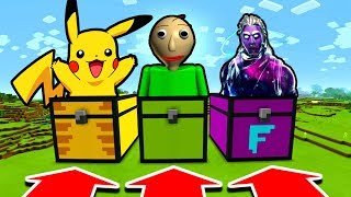 Minecraft : DO NOT CHOOSE THE WRONG CHEST ! (Pikachu, Fortnite, Baldi) (XboxOne/PS4/PE/MCPE)