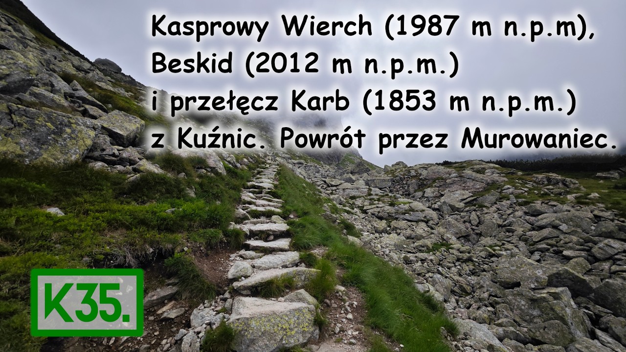 Kasprowy Wierch (1987 m n.p.m), Beskid (2012 m n.p.m.) i przełęcz Karb (1853 m n.p.m.) z Kuźnic