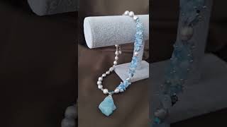 Колье из аквамарина. #натуральныекамни #украшенияскамнями #своимируками