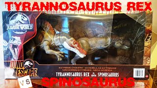 Jurassic World Extreme Chompin Tyrannosaurus Rex vs Spinosaurus #mattel Dino Escape