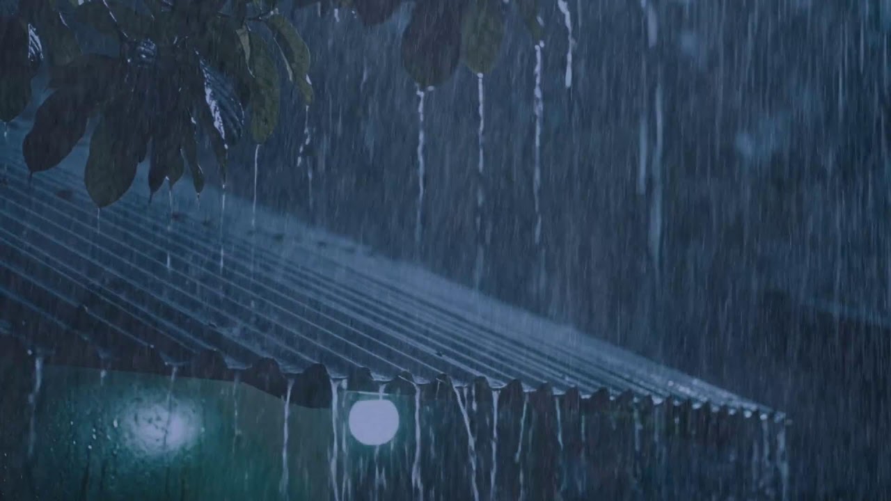 Torrential Rain & Powerful Thunder on a Metal Roof on a Stormy Night to Sleeping and Relaxing Mind