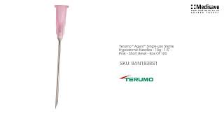 Terumo Agani Single Use Sterile Hypodermic Needles 18G 1 5 Pink Short Bevel Box Of 100 8An1838S1