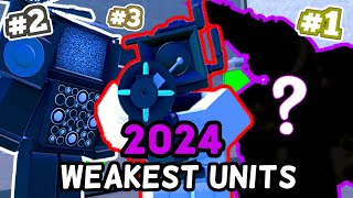 Top 10 WEAKEST UNITS in 2024!! (Toilet Tower Defense)