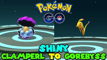 Evolving SHINY CLAMPERL TO SHINY GOREBYSS IN POKEMON GO - CLAMPERL RESEARCH DAY