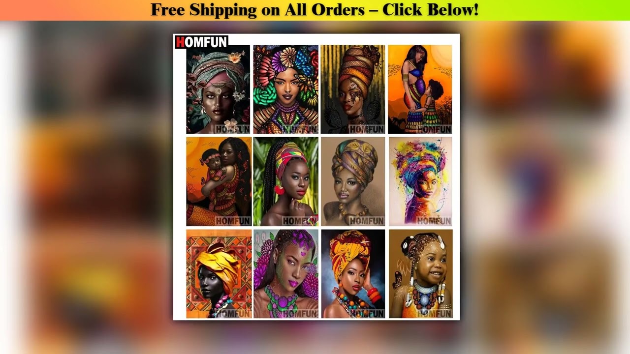 HOMFUN Rhinestone Painting Crystal Decor Diy Diamond Painting "African woman" 3D Cross Stitch