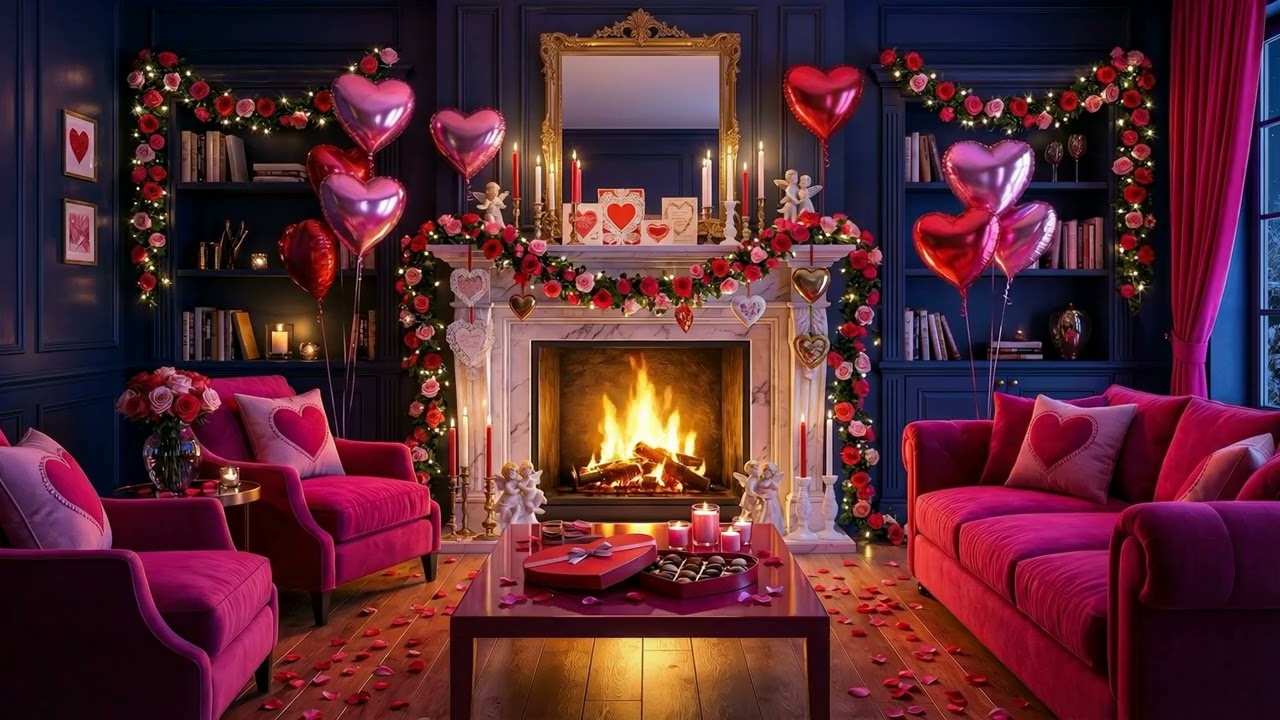 Valentine's Evening in Pink Luxury Suite | Cozy Fire & Velvet Vibes