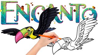 How to draw - Pico, the toucan, loves to listen to music - Encanto Content