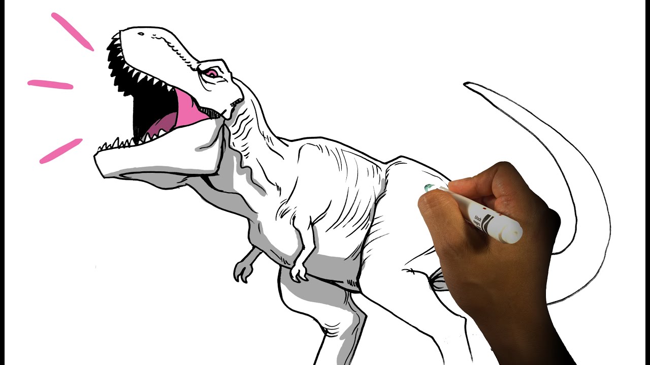 HOW TO DRAW AND COLOR ONE OF THE LARGEST AND STRONGEST DINOSAURS: TIRANOSSAURO  REX 