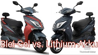 BleiGel vs. LithiumAkku ERoller EScooter Vergleich Test, neue Features Elektroroller HAWK