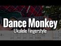 Dance monkey  ukulele fingerstyle tabs on screen