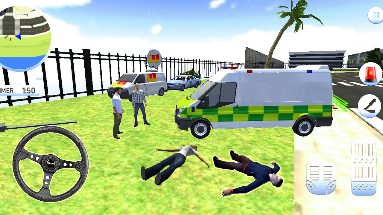 Roof Jumping Ambulance Simulator Rescue Drive 2021 | Rooftop Stunts Impossible Tracks | BAMG Games
