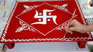 How To Paint Old Wooden Pooja Chowki Paatla Paat Aasan Easy Diy Pooja Chowki Paint Tutorial
