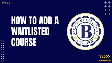 How to add a Waitlist Course