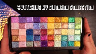 swatching all 58 of my clionadh eyeshadows | stained glass | studio, overhead, flash, natural light