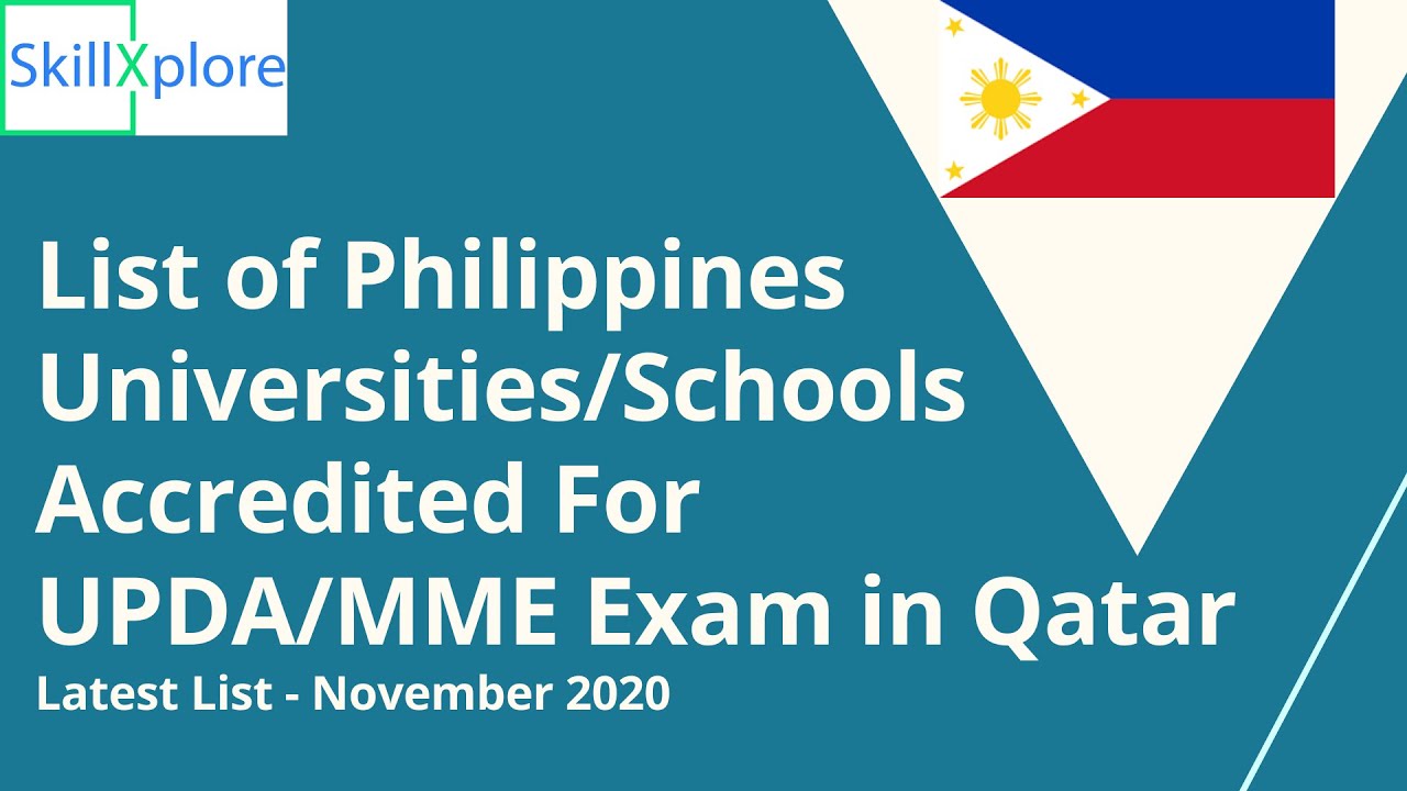 UPDA Exam  Approved/Accredited Philippines Universities/Schools in Qatar