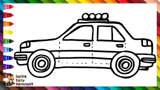 Zeichne und male ein Polizeiauto aus 🚓👮🚔🚨 Zeichnungen für Kinder