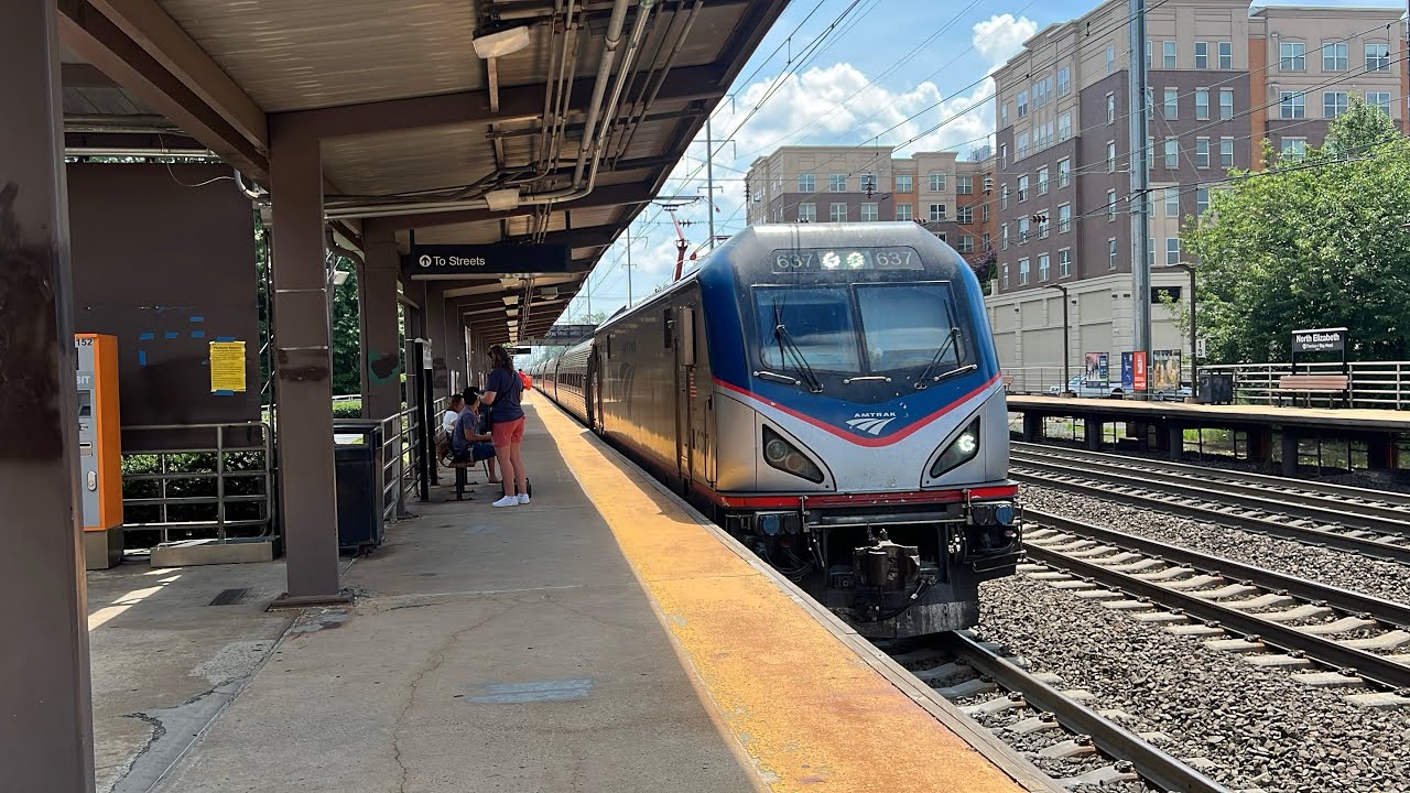Amtrak Train ACS 64 passing slowly at North Elizabeth with a Phase VII ...