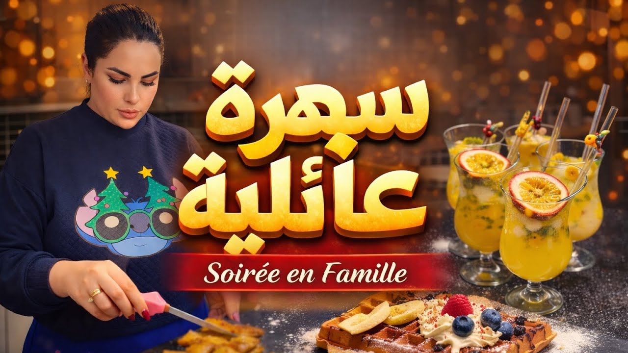 سهرة عائلية بدون تعب 🥰 وصفة les guauffre سهلة مع عصير منعش 