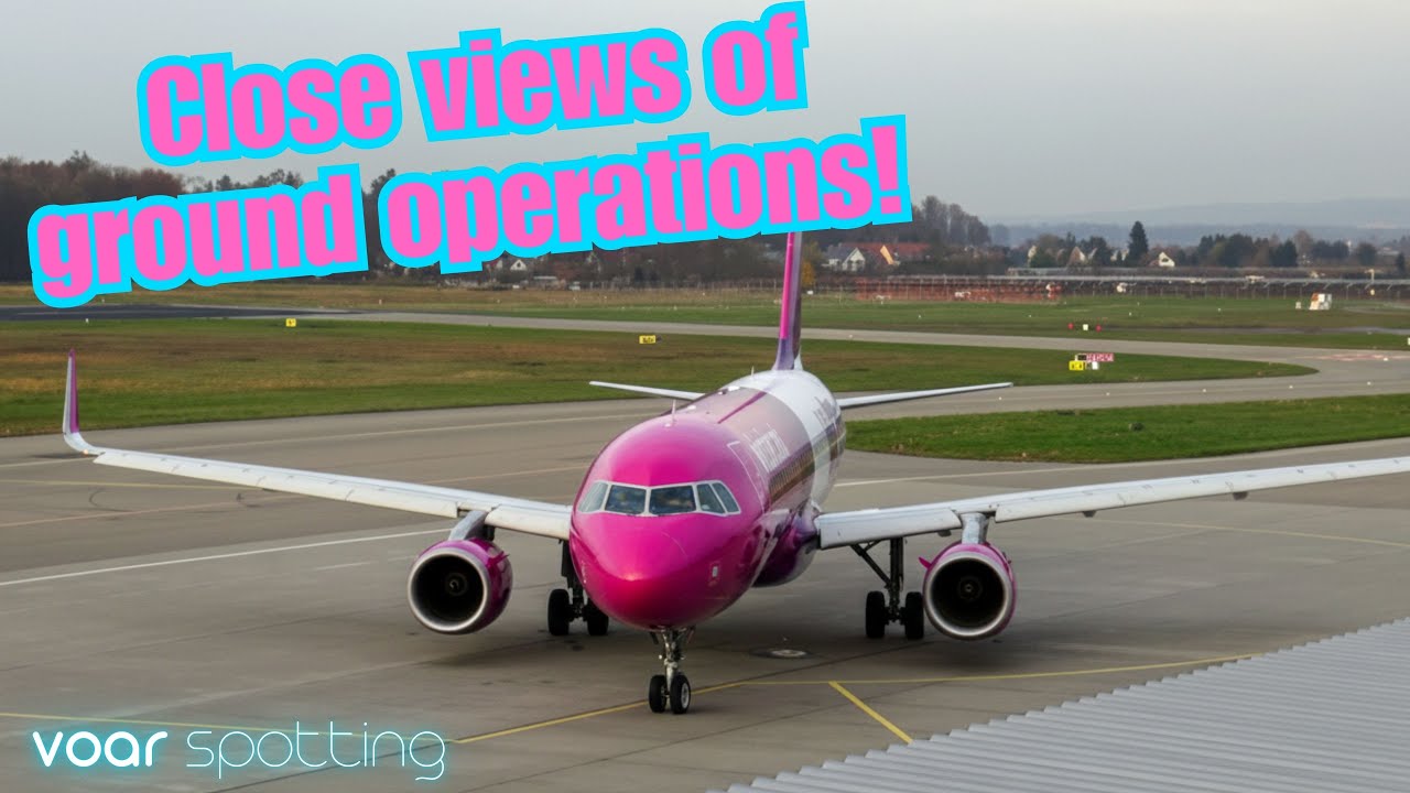 Wizzair Airbus A320 arrival & departure at Friedrichshafen Airport - great close up views!