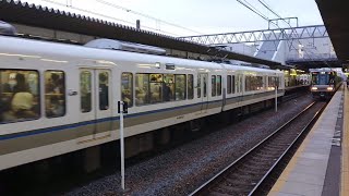 JR西日本 113系 草津線からの普通 京都行き 221系 B4編成  普通  米原行き  223系2000番台 W24編成  ドア上モニタ付き  普通  網干行き  女性車掌さんアナウンス  南草津