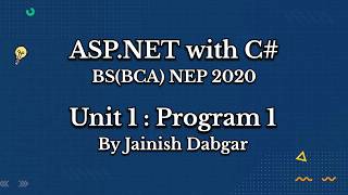 ASP.NET U-1 Practical 1 User Input, Literal Control + CSS | BCA Sem 4 (NEP 2020) | By Jainish Dabgar