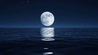 Full Moon Over the Ocean 🌕 1 Hour Moonlight Waves & Night Sky | Deep Sleep, Meditation, Relaxation