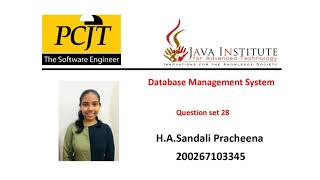 28. Database Management System | Task 28 | 1st Year | Java Institute
