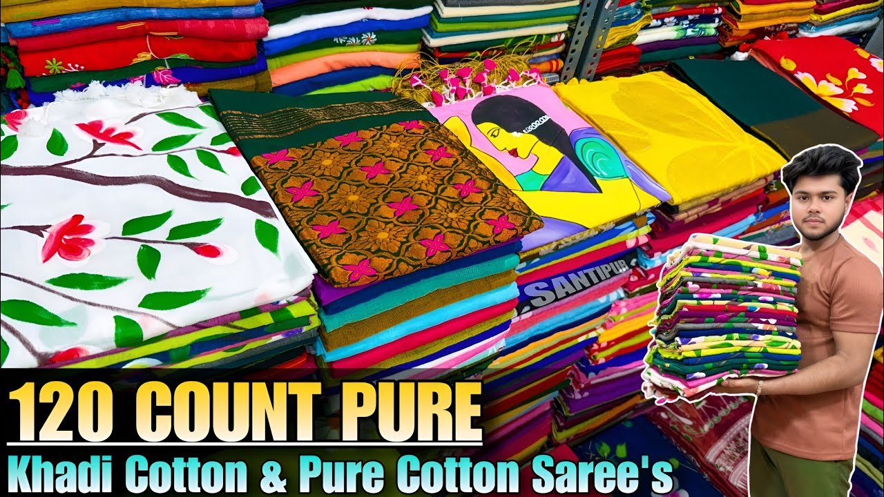 Authentic Pure Bengal Cotton, Khadi Cotton, Mal Cotton, Mercerised Cotton,Tissue Linen Saree Weaver