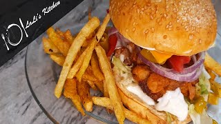 KFC Mexican Zinger Burger Recipe | How to make KFC Style Zinger Burger | KFC Zinger Burger