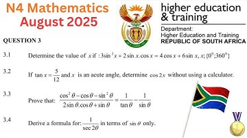 N4 Mathematics Trigonometry: August 2025 Past Question Paper + Memo Question 3 TVET Nated N4 Maths