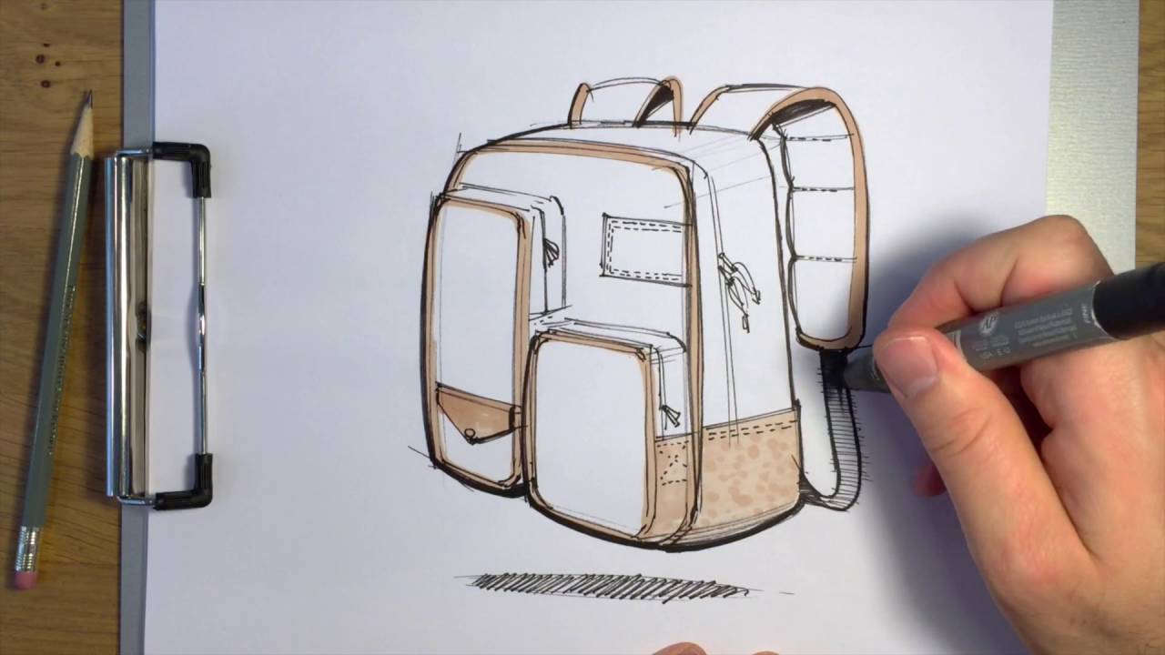 How to Indicate Soft Materials in a Backpack Concept Sketch 