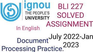 BLIE 227 Solved Assignment July 2022-Jun 2023 #ignousolvedassignment #ignou