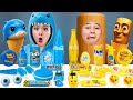 青い食べ物 VS 黄色い食べ物チャレンジ｜ASMRモッパン デザートゼリー トララレロトラララ VS トゥントゥントゥンサフール