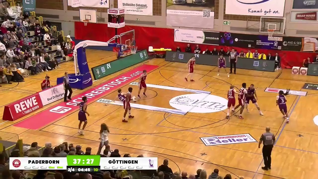 Karl Bühner, 6'7, PF, 6 Points (2 threes), 8 Rebounds, 3 Steals, Pro A Germany, Paderborn-Göttingen