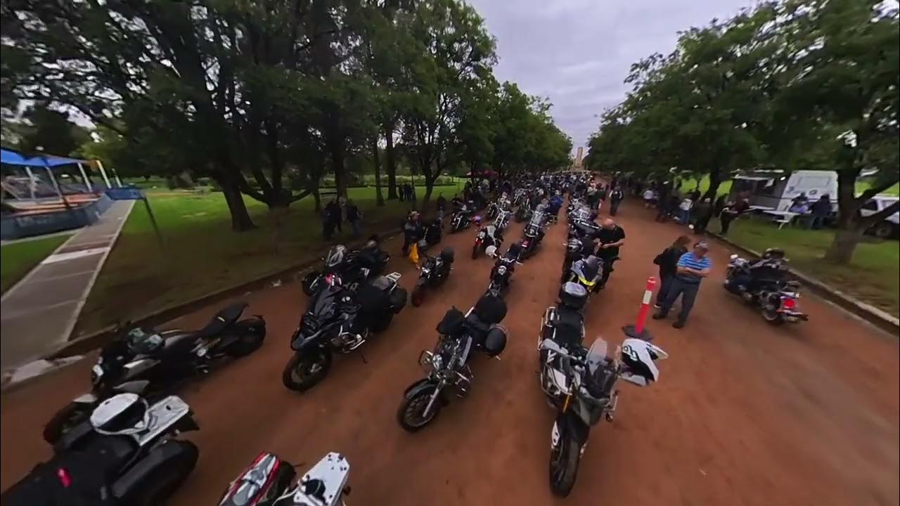 Dubbo Black Dog Ride March 2024 Bikes lined up fake drone shot YouTube