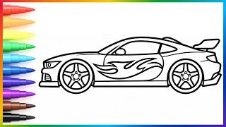 Hot Wheels Car Drawing and Coloring Easy Drawing for Kids Toddlers