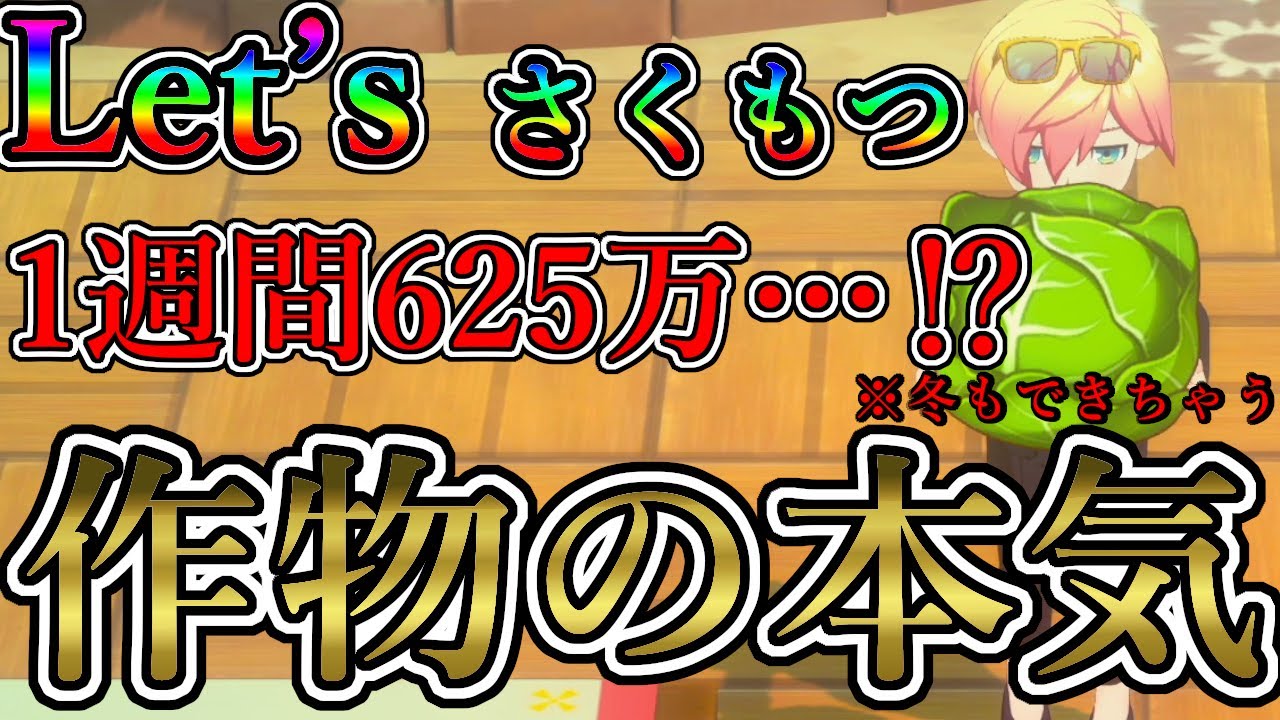1週間635万！？冬もオールシーズンできるさくもつ金策の最高峰！序盤から終盤まで使える？【牧場物語 let's 風のグランドバザール攻略】