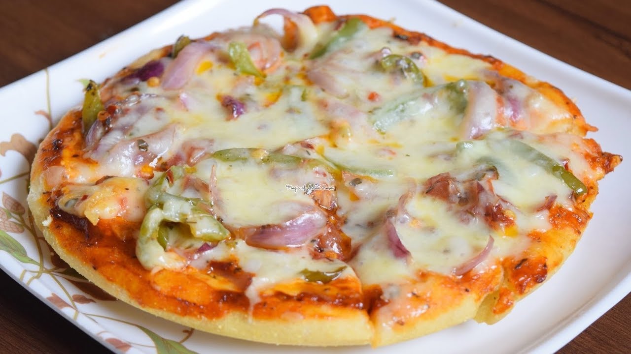 No Oven Veg Pizza - Pizza in Kadai Recipe - Homemade - No Yeast - Priya ...