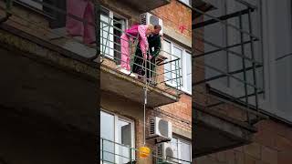 Rescue operation for a dog trapped on a balcony #shorts