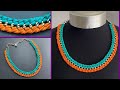 💖🌹 DIY Statement Link Chain Braided Paracord Necklace | Bold statement collar Bib Necklace | Colar