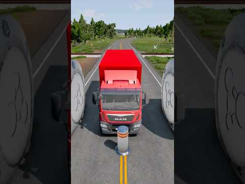 Truck vs Bollards Hydraulic Press - BeamNG.Drive @officialmgid
