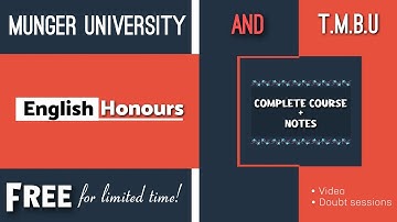 Complete Notes| T.M.B.U and Munger University English Honours| B.A. Part -1 | Literature Magic