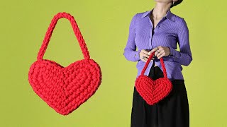 MY BALENTINE! 코바늘 초보 하트백 가방뜨기 / Crochet Heart Tote Bag Tutorial