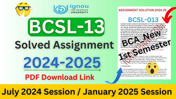 BCSL 13 Solved Assignment 2024-25 | BCA Solved Assignment 2024-25 | BCSL 13 Solved Assignment PDF