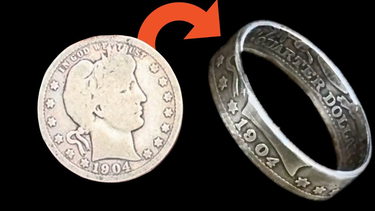 1904 Barber quarter ￼￼Coin ring - Silver - Making a ring out of